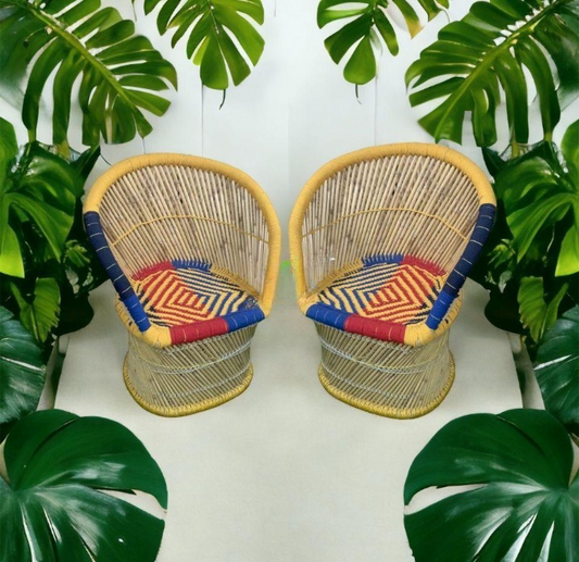 Handmade Bamboo Mudda Chairs for Balcony Indoor and Outdoor Seating
