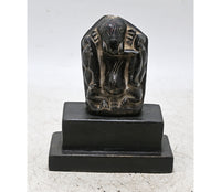 Handcrafted Black Stone Ganesha Idol with Wooden Display Stand
