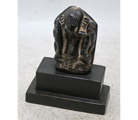Handcrafted Black Stone Ganesha Idol with Wooden Display Stand