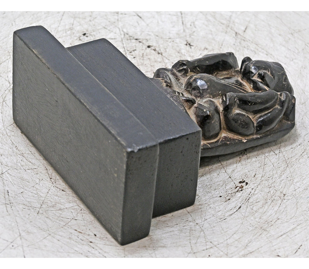 Handcrafted Black Stone Ganesha Idol with Wooden Display Stand