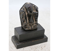 Handcrafted Black Stone Ganesha Idol with Wooden Display Stand