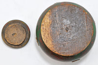 Vintage Wooden Round Opium Tobacco Box Original Old Hand Crafted Brass Fitted