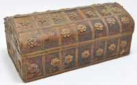 Vintage Wooden Small Dome Shape Box Original Old Hand Crafted Brass Fitted
