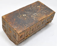 Vintage Wooden Small Dome Shape Box Original Old Hand Crafted Brass Fitted