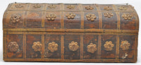 Vintage Wooden Small Dome Shape Box Original Old Hand Crafted Brass Fitted