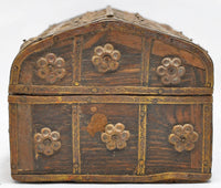 Vintage Wooden Small Dome Shape Box Original Old Hand Crafted Brass Fitted