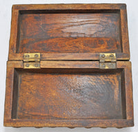 Vintage Wooden Small Dome Shape Box Original Old Hand Crafted Brass Fitted