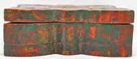 Vintage Wooden Floral Shape Box Original Old Hand Carved Painted
