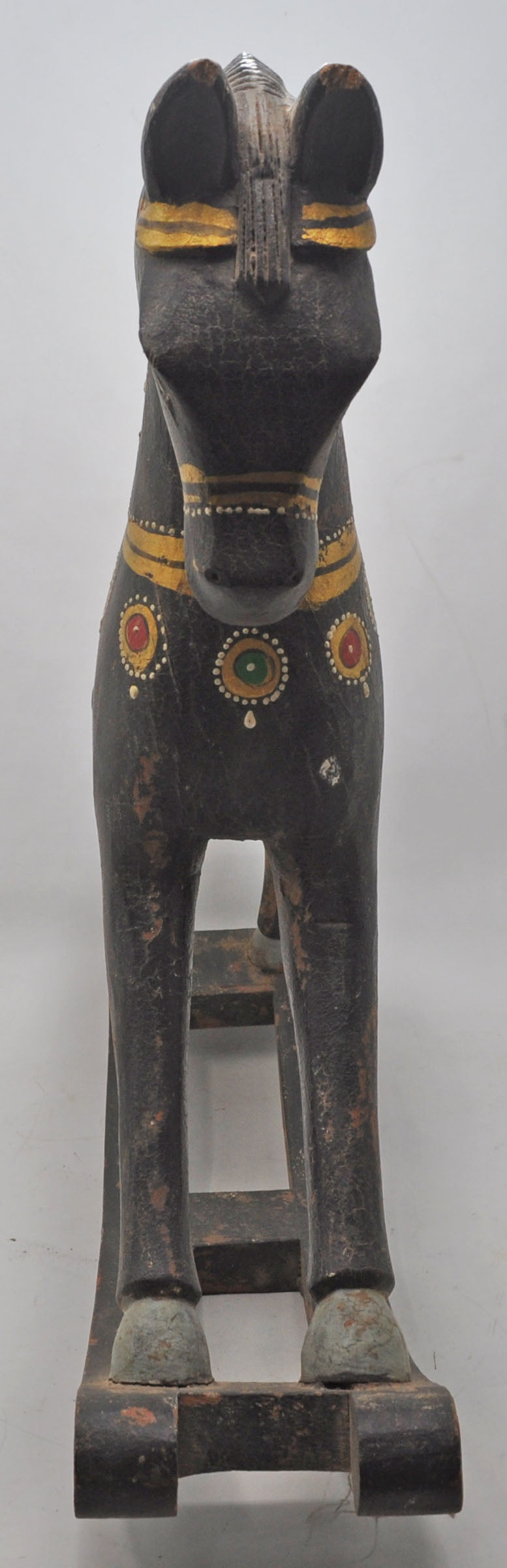 Hand Carved Hard Wood Rocking Horse Figurine Statue Fine Hand Painted