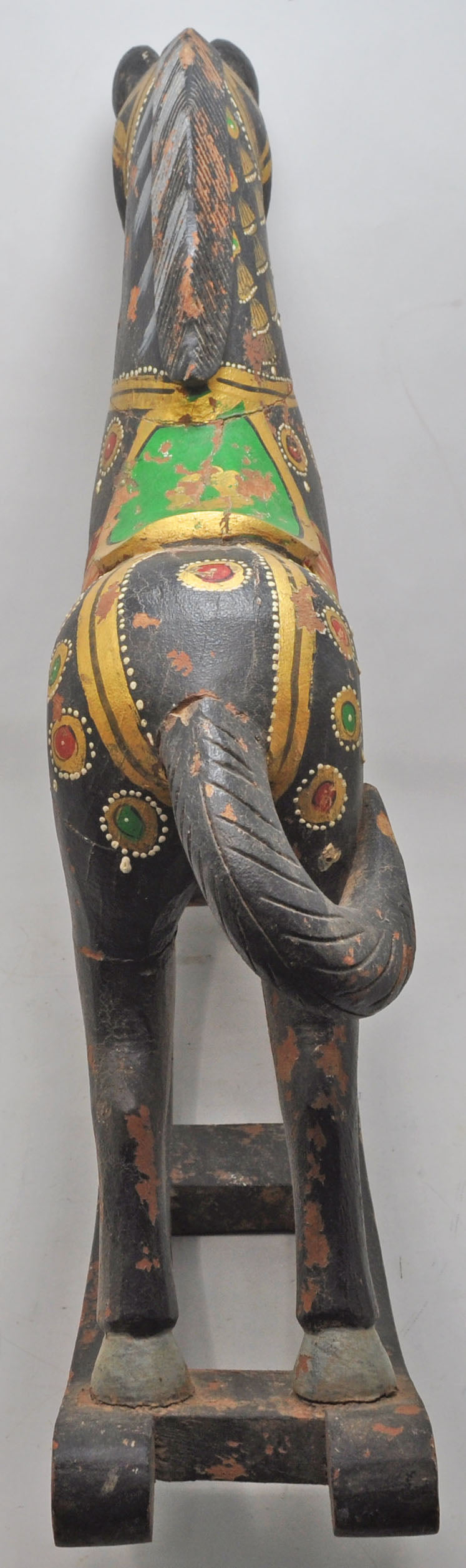 Hand Carved Hard Wood Rocking Horse Figurine Statue Fine Hand Painted