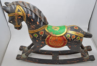 Hand Carved Hard Wood Rocking Horse Figurine Statue Fine Hand Painted