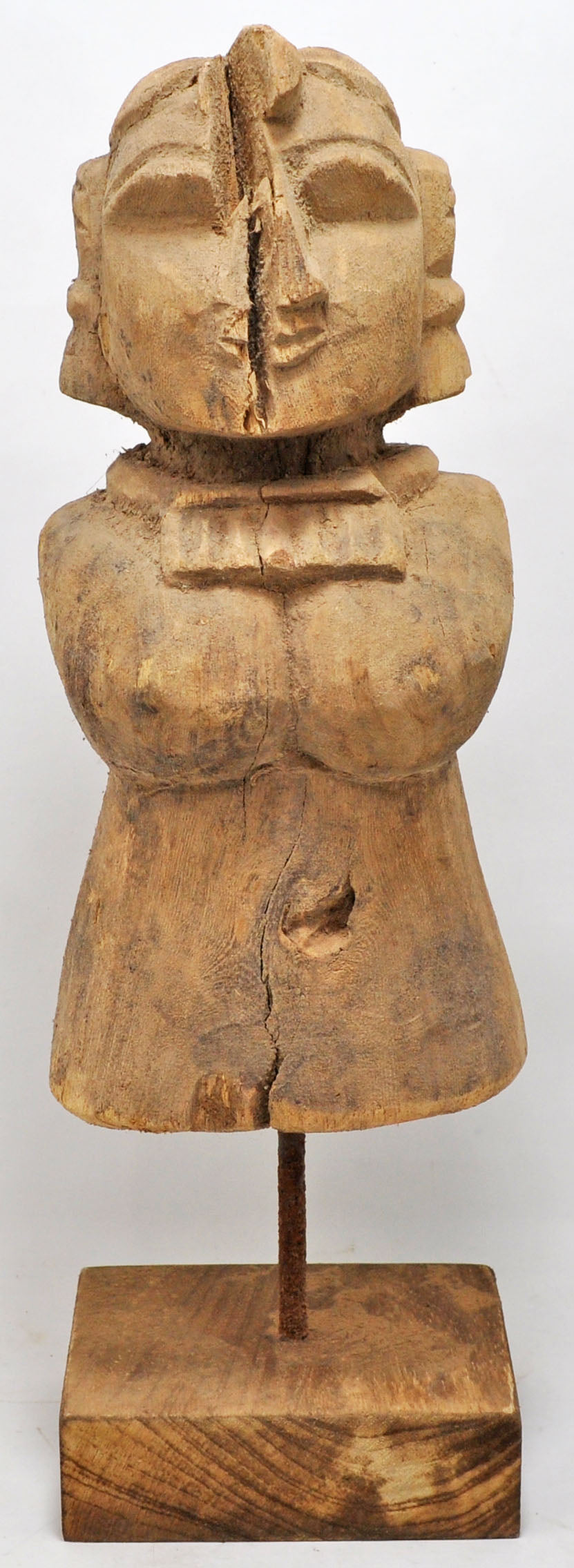 Antique Wooden Woman Lady Figurine Original Old Hand Carved