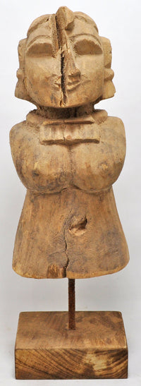 Antique Wooden Woman Lady Figurine Original Old Hand Carved