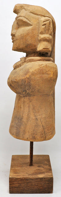 Antique Wooden Woman Lady Figurine Original Old Hand Carved