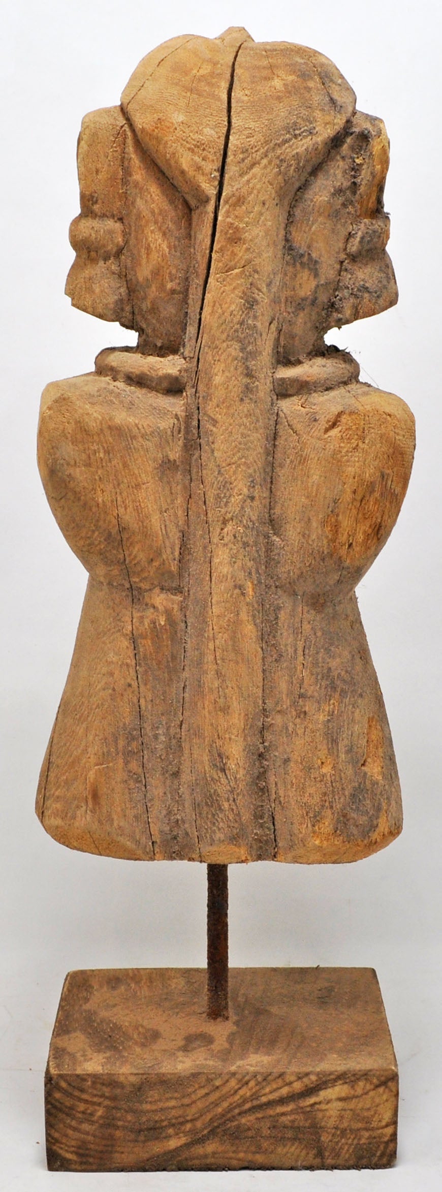 Antique Wooden Woman Lady Figurine Original Old Hand Carved