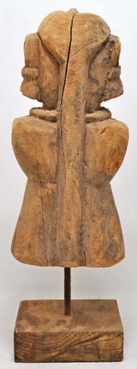 Antique Wooden Woman Lady Figurine Original Old Hand Carved