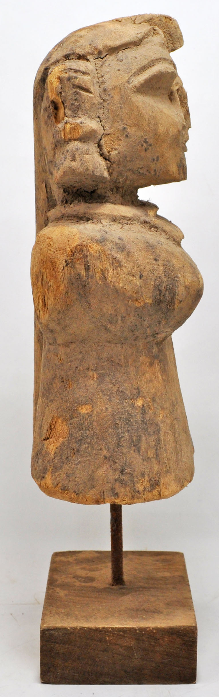 Antique Wooden Woman Lady Figurine Original Old Hand Carved