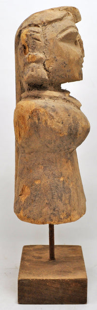 Antique Wooden Woman Lady Figurine Original Old Hand Carved