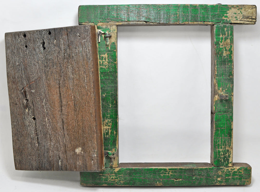 Antique Wooden Wall Décor Small Window Original Old Hand Crafted New Painted