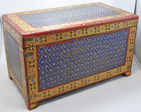 Hand Crafted Wooden Big Size Storage Chest Trunk Box Fine Blue Painted