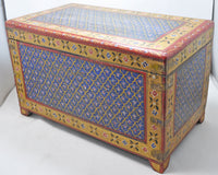Hand Crafted Wooden Big Size Storage Chest Trunk Box Fine Blue Painted