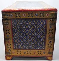 Hand Crafted Wooden Big Size Storage Chest Trunk Box Fine Blue Painted