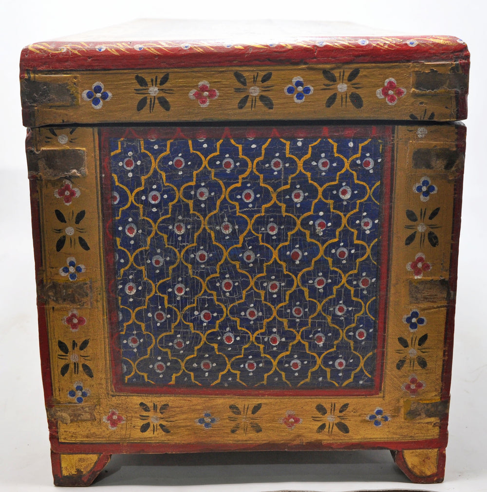 Hand Crafted Wooden Big Size Storage Chest Trunk Box Fine Blue Painted