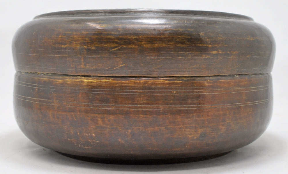 Antique Brass Round Chapati Bread Box Original Old Hand Crafted Engraved