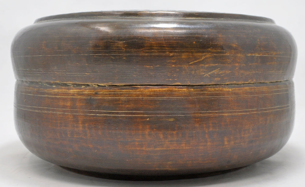 Antique Brass Round Chapati Bread Box Original Old Hand Crafted Engraved