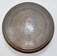 Antique Brass Round Chapati Bread Box Original Old Hand Crafted Engraved