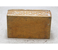 Handcrafted Wooden Carved Spice Box with Dual Pyramid Lid