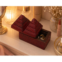 Handcrafted Wooden Jewelry Box | Carved Indian Tribal Style Trinket Box - 2026080301DRA