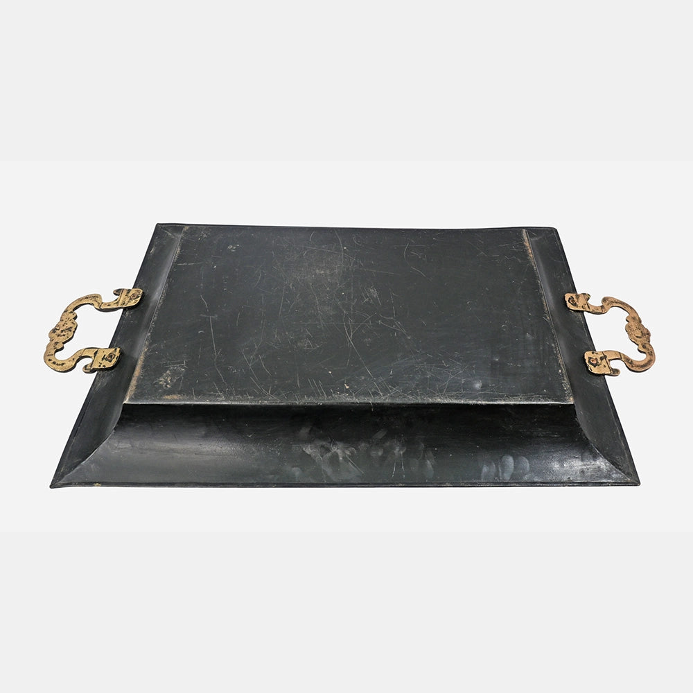Decorative finish of handcrafted iron serving tray