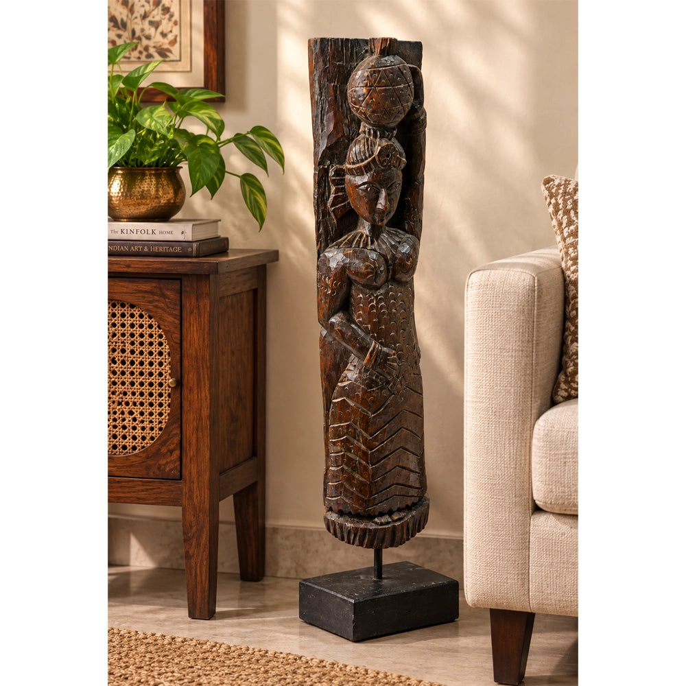 Antique Handcrafted Wooden Figurine on stand - 2026091208UNQ
