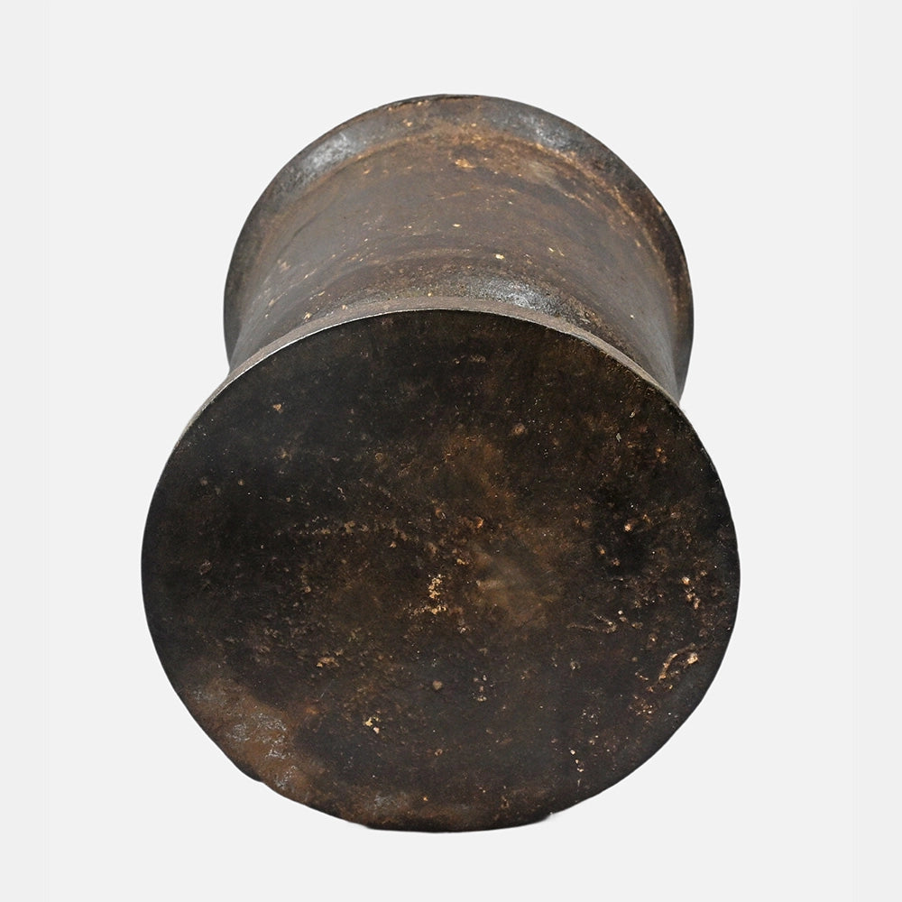 Alternate view of handcrafted iron grinding vessel
