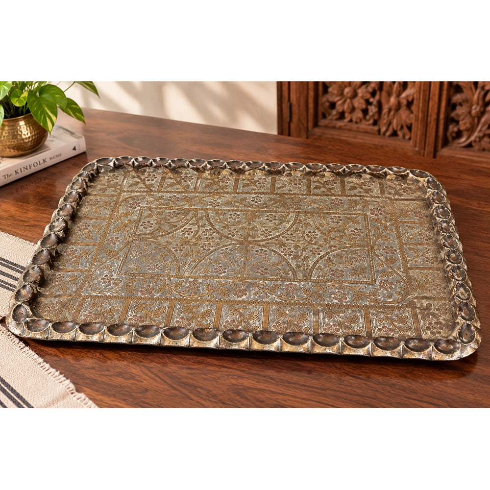 Antique Handcrafted Serving Tray - 2026091210UNQ
