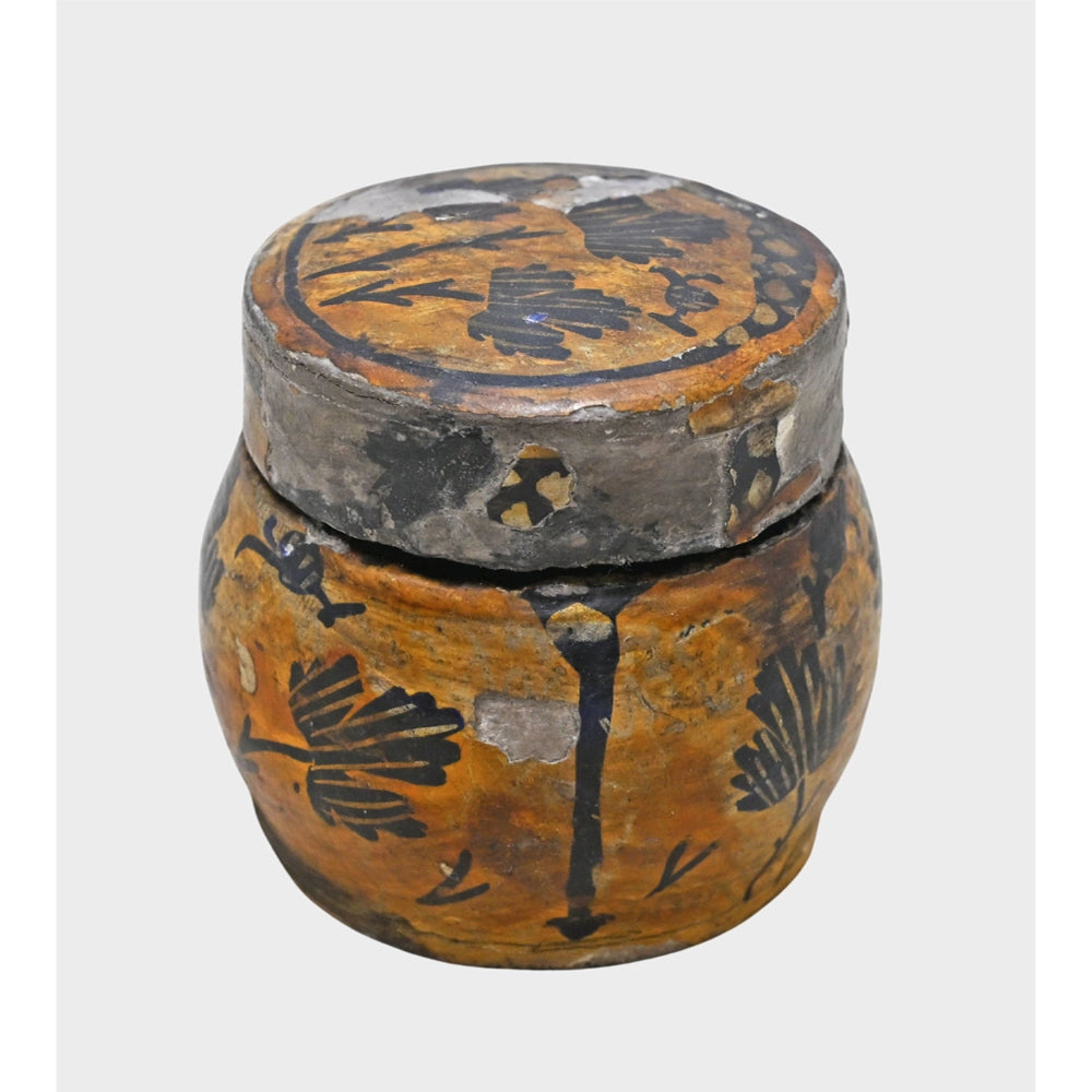 Side view of hand-painted floral storage box