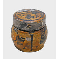 Side view of hand-painted floral storage box