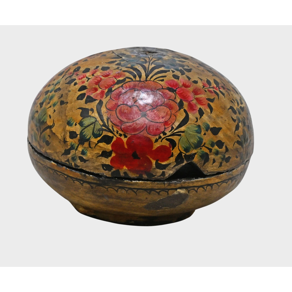 Side view of handcrafted floral storage box