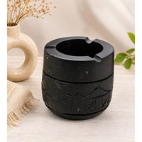 Hand-Carved Black Stone Cigar Ash Holder - 2026082816UNQ