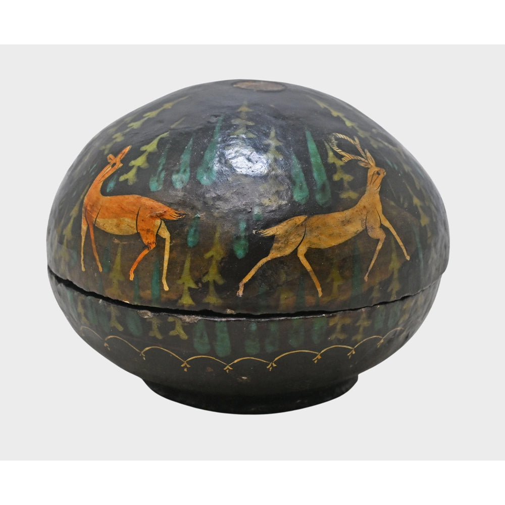 Side view of hand-painted deer design box