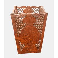 Vintage Handcrafted Wooden Planter – Intricate Jaali Carved Plant Holder - 2026083113UNQ