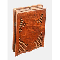 Vintage Handcrafted Wooden Planter – Intricate Jaali Carved Plant Holder - 2026083113UNQ