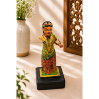 Handcrafted Wooden Rajasthani Woman Figurine – Traditional Folk Art Statue - 2026082608UNQ