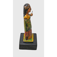 Handcrafted Wooden Rajasthani Woman Figurine – Traditional Folk Art Statue - 2026082608UNQ
