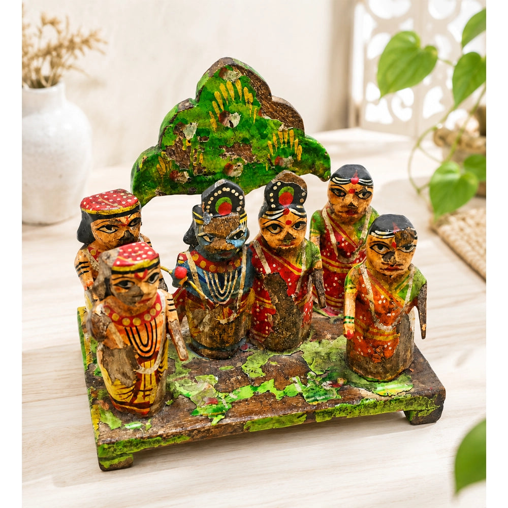 Handcrafted Vintage Wooden Radha Krishna – Traditional Folk Art Figurines - 2026083101UNQ