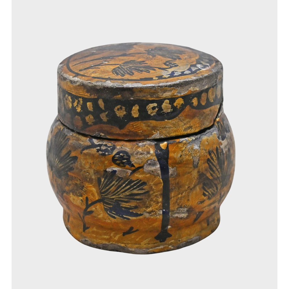 Side view of handcrafted floral papier-mâché box