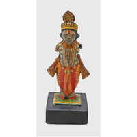 Handcrafted Wooden Lord Krishna Figurine with Traditional Folk Art - 2026082602UNQ