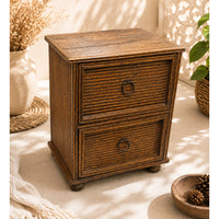 Handcrafted Vintage Wooden Storage Cabinet with Drawer Organizer with Traditional Ring Handles - 2026083109UNQ