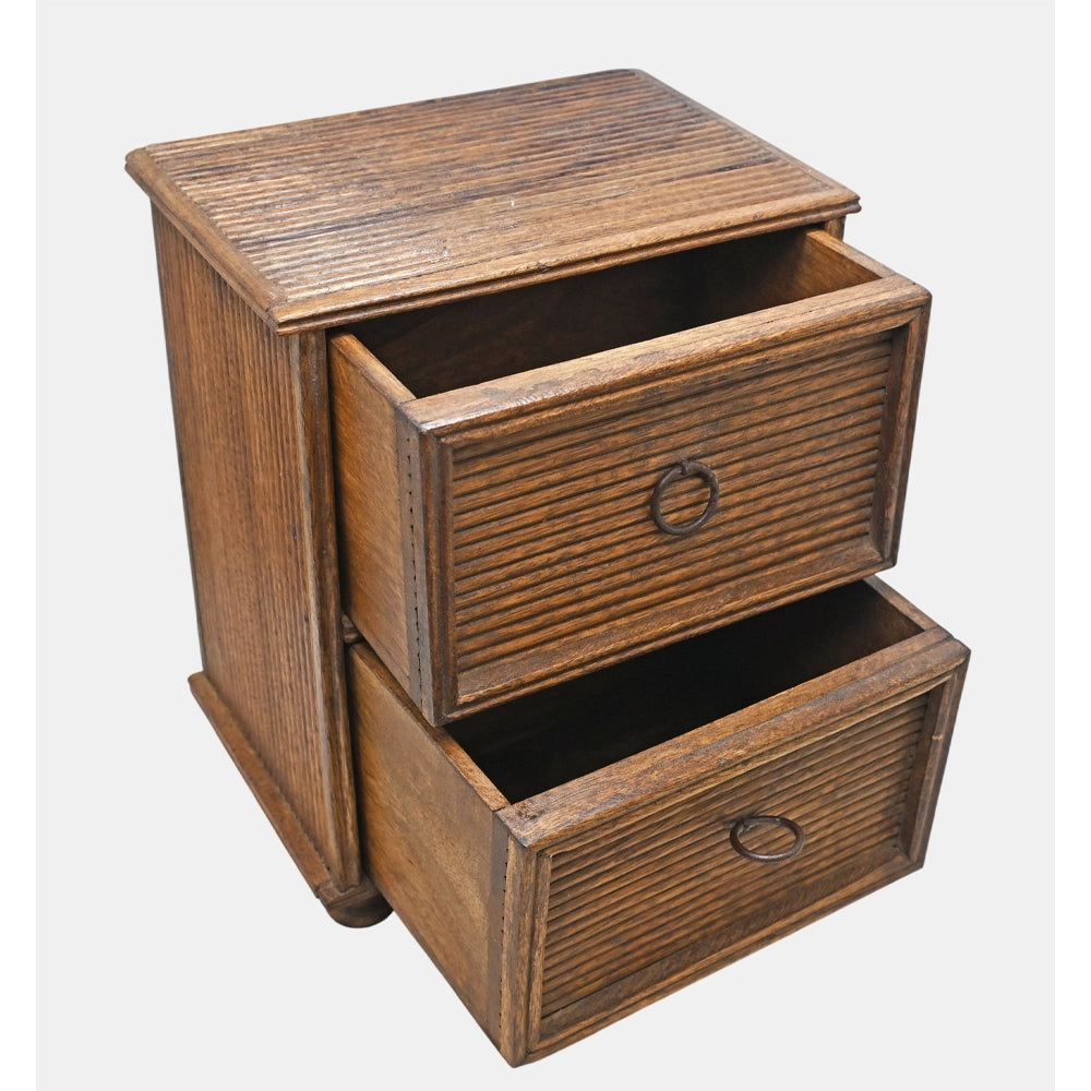 Vintage storage cabinet showing side panel